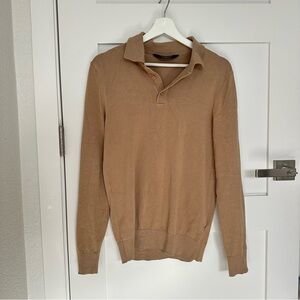 Primark Men's Tan long sleeve polo